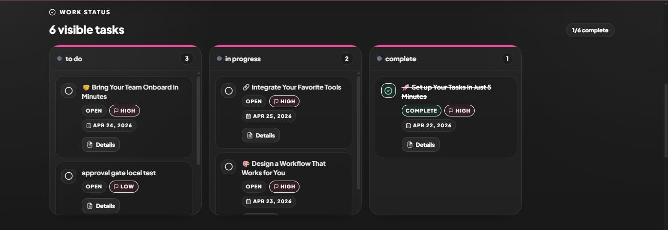MoodLens Client Share board showing visible task columns and cards